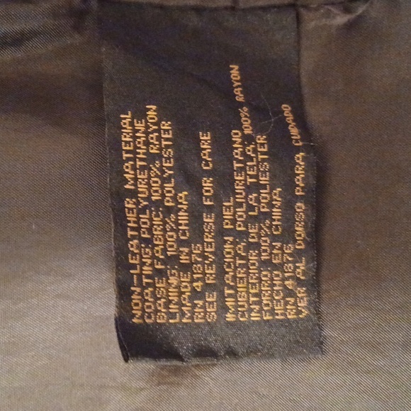 Moto-style  Black Zip-Front Vegan Leather Jacket - Picture 7 of 10